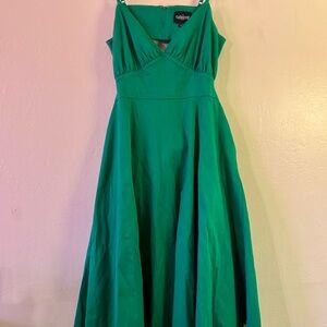 Repro Vintage Collectif London Green Dress with Banana Trim Sleeveless